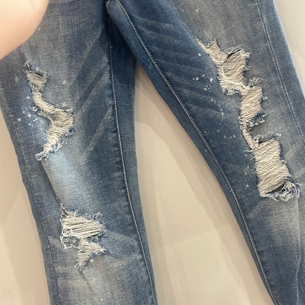 Faux Paint Splatter Mom Jeans
